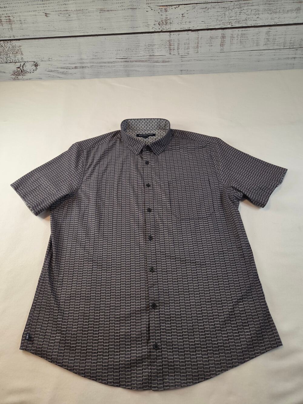 Mizzen + Main Performance Short Sleeve Button Down Shirt - Gray Micro-Print